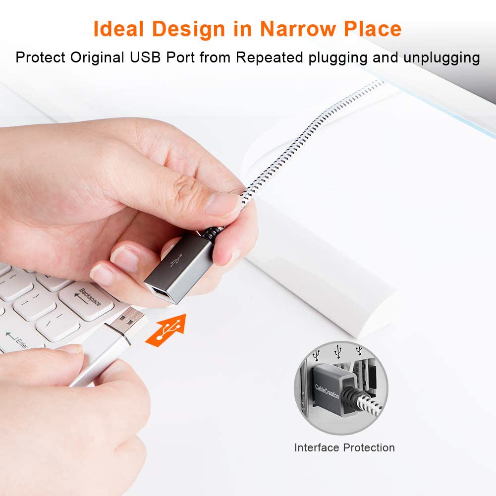 CableCreation Short USB 3.0 Extension Cable Right Angle 1FT, 90 Degree Male to Female Extender Cord for Flash Drives, Keyboard, Scanners, VR,PlayStation, 0.3M Space Grey