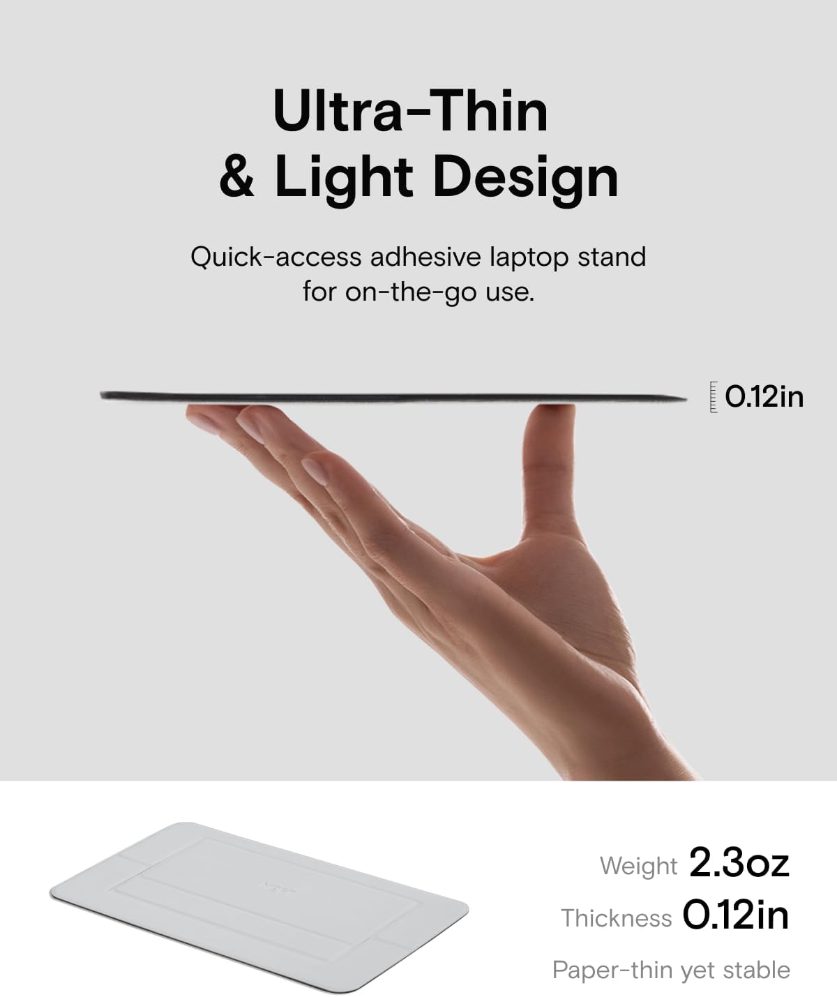 MOFT Laptop Stand for Desk, Adhesive Airflow Laptop Cooling Riser for Heat Dissipation with 2 Adjustable Viewing Angles, Foldable & Portable Computer Stand Compatible with Laptops 11"-16",Misty Cove