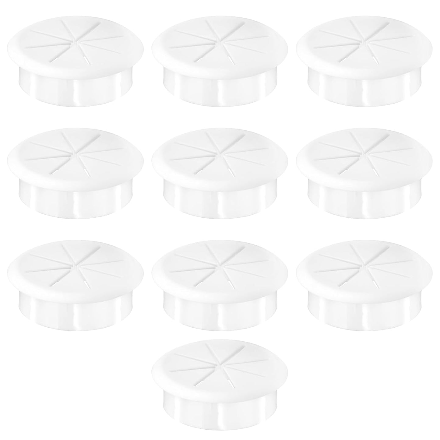 2-3/8" White Desk Grommet, JTemgle Flexible Cable Grommet Rubber Cable Hole Cover Wire Organizer Caps Desktop Cord Management for Home Office TV Stands Tabletops, 10 Pieces