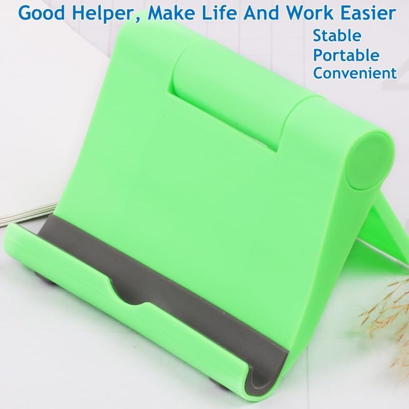 Cell Phone Stand for Desk Foldable Cell Phone Holder Desk Tablet Holder Mobile Phone Dock, Multi-Angle Universal Adjustable Tablet Dock Compatible with Most Cell Phones (Green)