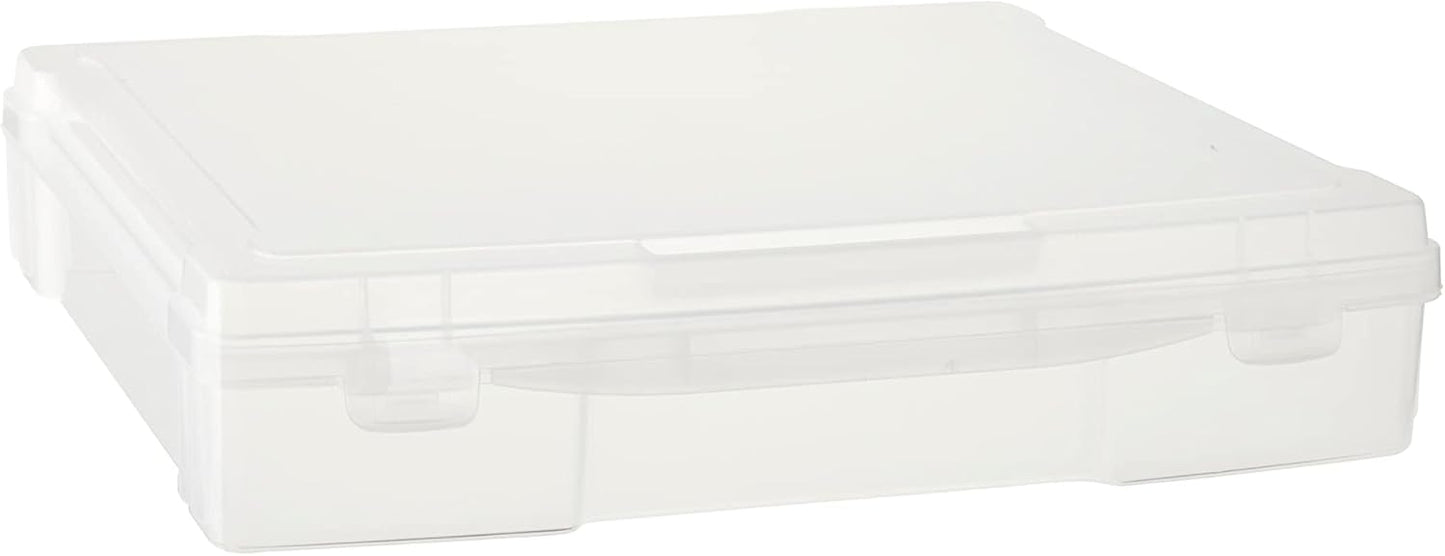 12” x 12” Plastic Scrapbook Storage Case by Simply Tidy - Portable Case for Documents, Papers, Sewing, Crafts - Clear, Bulk 12 Pack