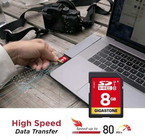 GIGASTONE 8GB SD Card 100-Pack UHS-I U1 Class 10 SDHC Memory Card Full HD Video Canon Kodak Olympus Digital Camera, with 100 Mini Cases