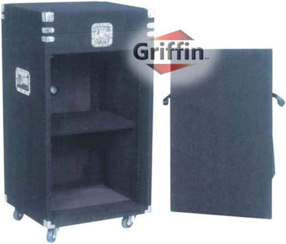 Griffin Rackmount Studio Mixer Flight Road Case (Ultimate-PROAudio) – 25U Mount Space Amp Cabinet Travel Trunk For Music Gear Recording Equipment – Portable DJ Sound Booth Carpet Rack Stand Cart