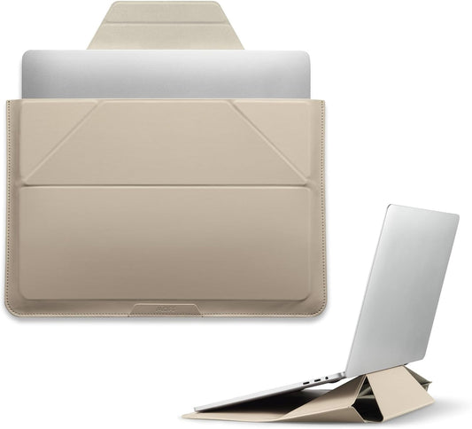 MOFT Laptop Carry Sleeve, 2-in-1 Laptop Bag & Stand for 15"-16" MacBook Air/Pro & Dell/HP/Lenovo/Asus, Stylish Slim Computer Sleeve Bag with Expandable Storage for Computer Accessories, Beach White