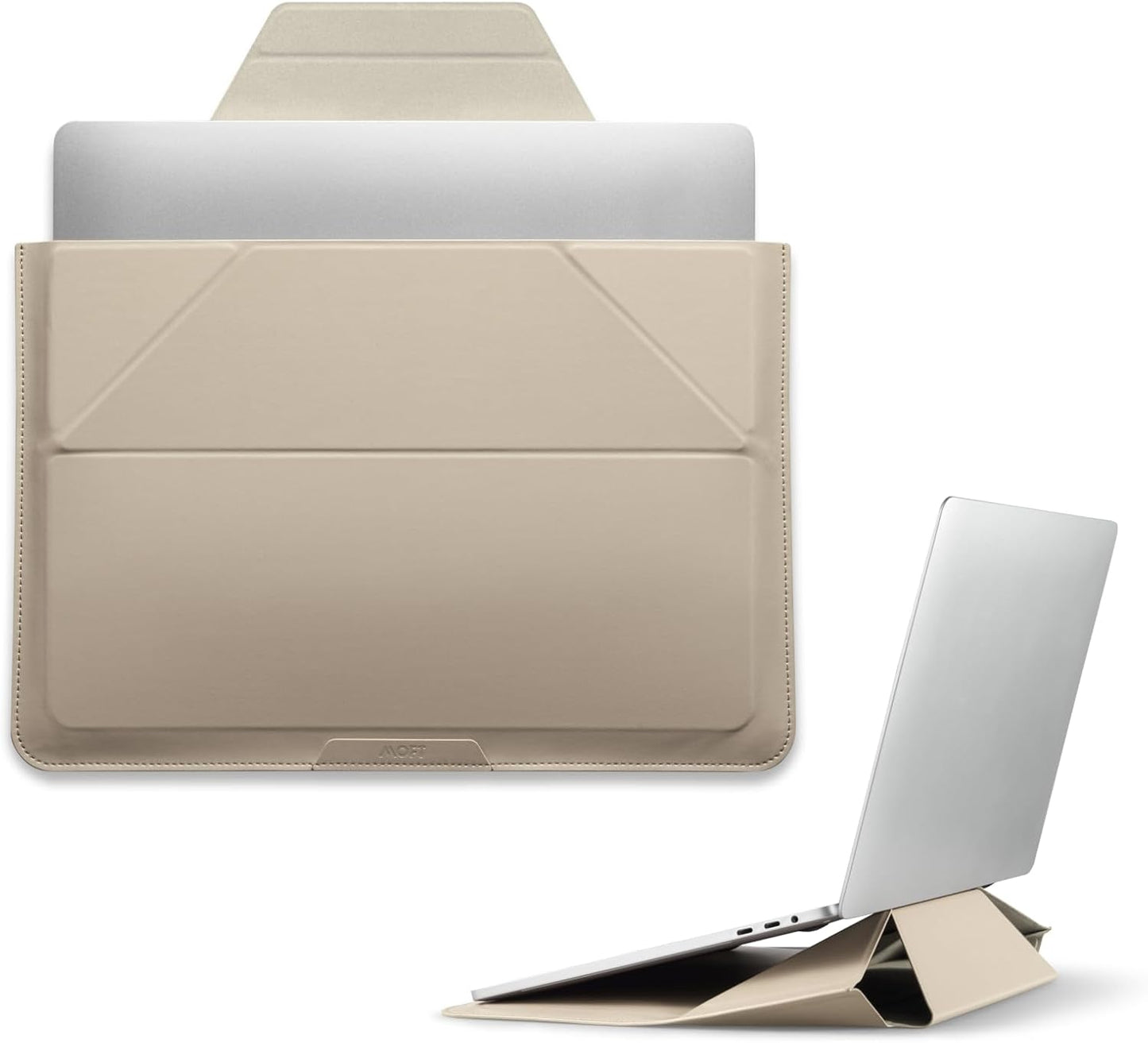 MOFT Laptop Carry Sleeve, 2-in-1 Laptop Bag & Stand for 14" MacBook Air/Pro & Dell/HP/Lenovo/Asus, Stylish Slim Computer Sleeve Bag with Expandable Storage for Computer Accessories, Beach White