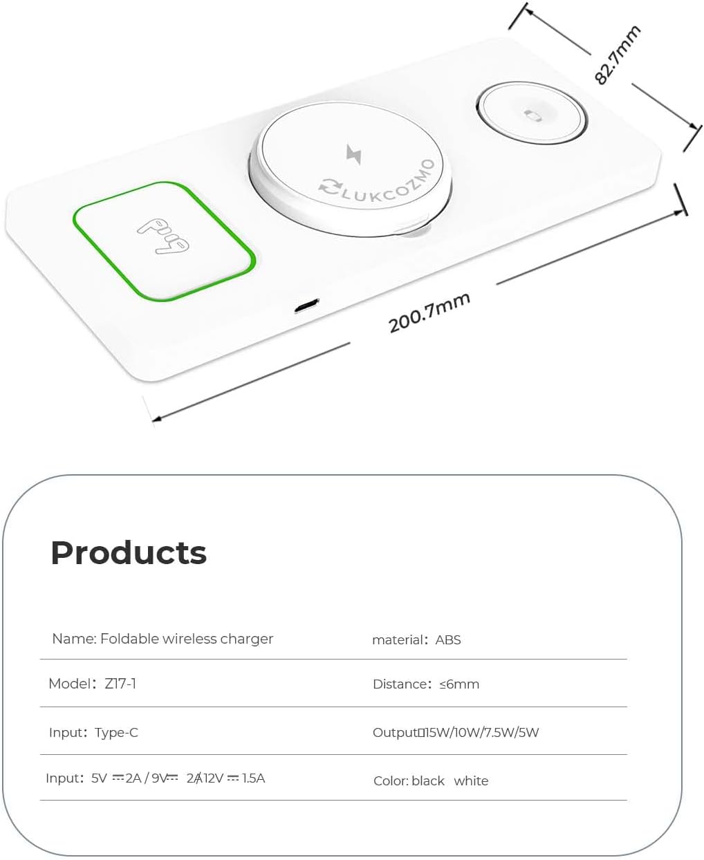 Wireless Charger Station 3 in 1, Fast Charging for iPhone 15/14/13/12 Pro/Max/Mini/Plus, Apple Watch 8/7/6/SE/5/4/3/2, AirPods 3/2/Pro/Pro 2, with Adapter (White)