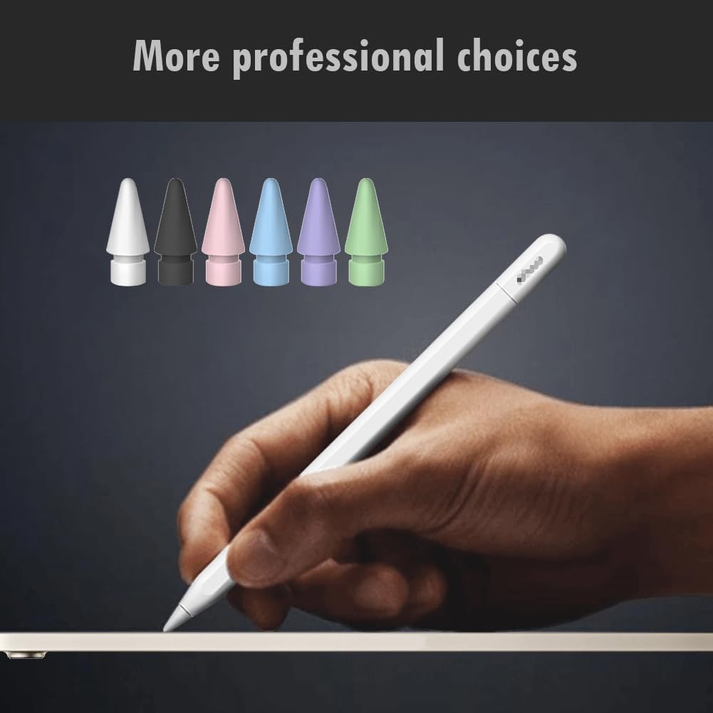 12 PCS Tips for Apple Pencil tip, Apple Pen Tips Compatible with iPad Pencil Tip Nib with Cover Case for Apple Pencil Pro/USB-C/ 1st Gen/ 2nd Generation iPencil(White,Black,Pink,Blue,Purple,Green)