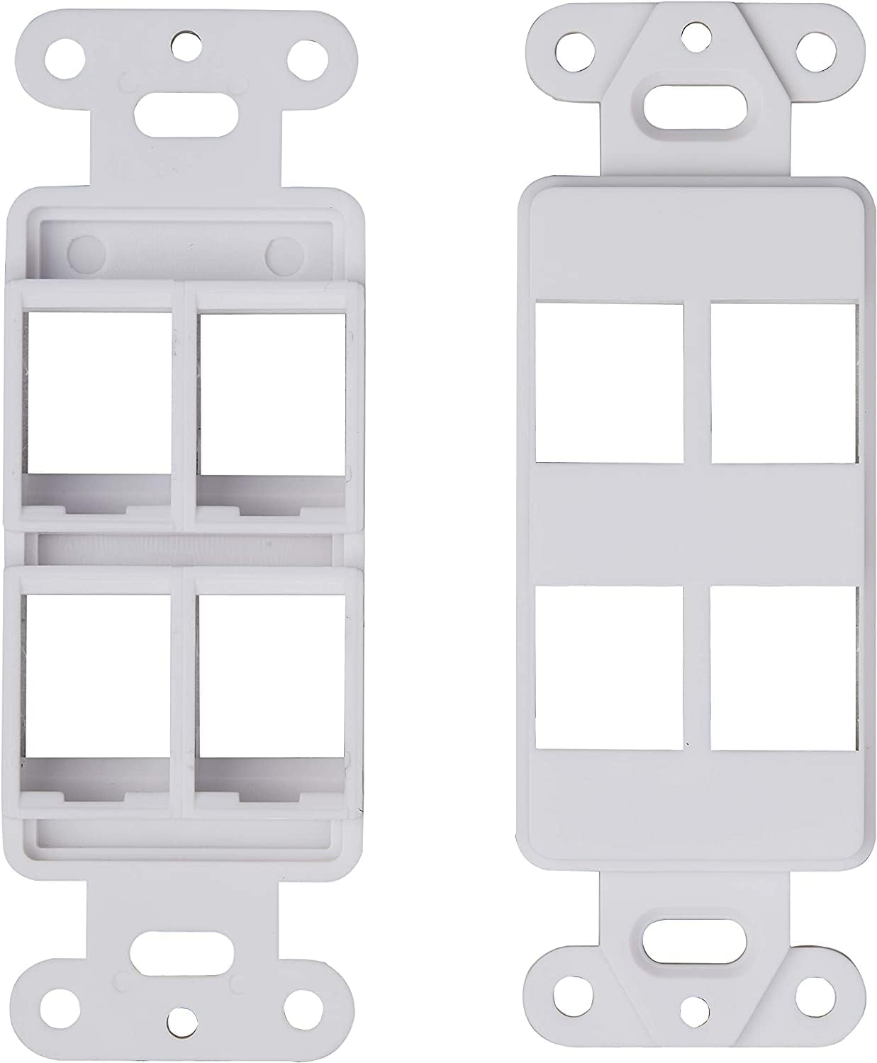 10 Pack Keystone Wall Plate 4 Port, White Decorator Insert Cover for Ethernet, HDMI, Coax, Cat6 Cat5, RJ45, Home & Office Installations