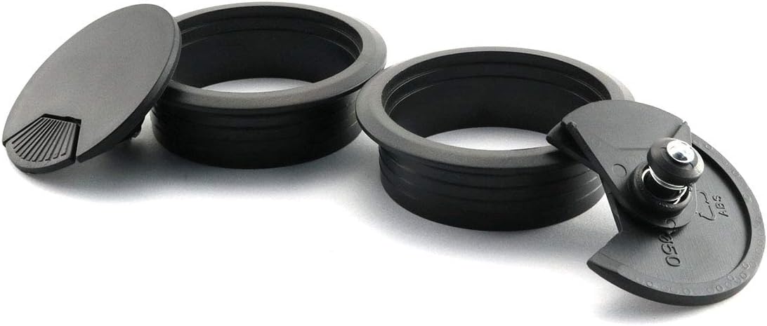2pcs 2 inch Desk Wire Cord Cable Grommets Hole Cover for Office PC Desk Cable Cord Organizer Plastic Cover Black (Black-2Pcs)