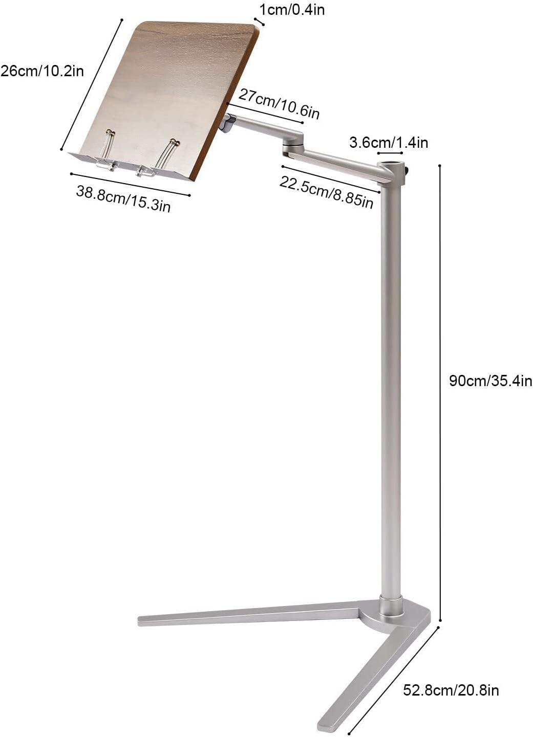 Book Stand for Reading, Floor Stand/Holder for Laptop,Tablet,Phone,Compatible with MacBook,iPad Notebook