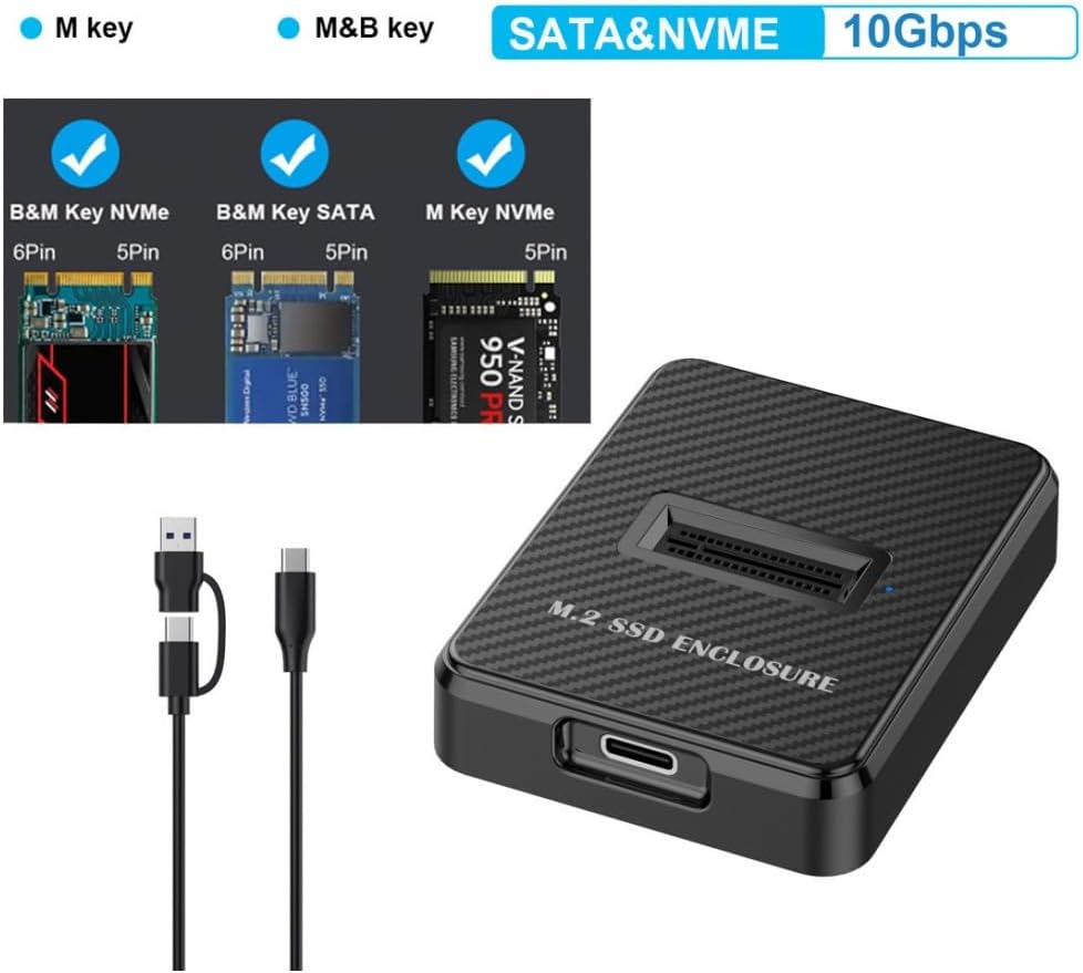 CY USB 3.0 USB-C Type-C to NVME M-Key M.2 NGFF SATA SSD Docking Vertical External PCBA Case Enclosure RTL9210B Chipset