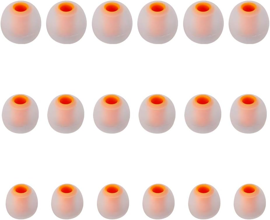 Earbud Tips Soft Silicone Earbuds Replacement Tips Fit for in-Ear Headphones(Inner Hole from 3.8mm - 4.2mm Earphones) 9 Pairs S/M/L,Transparent Orange