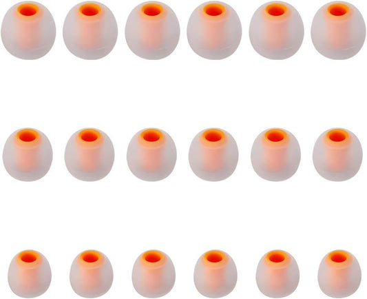 Earbud Tips Soft Silicone Earbuds Replacement Tips Fit for in-Ear Headphones(Inner Hole from 3.8mm - 4.2mm Earphones) 9 Pairs S/M/L,Transparent Orange