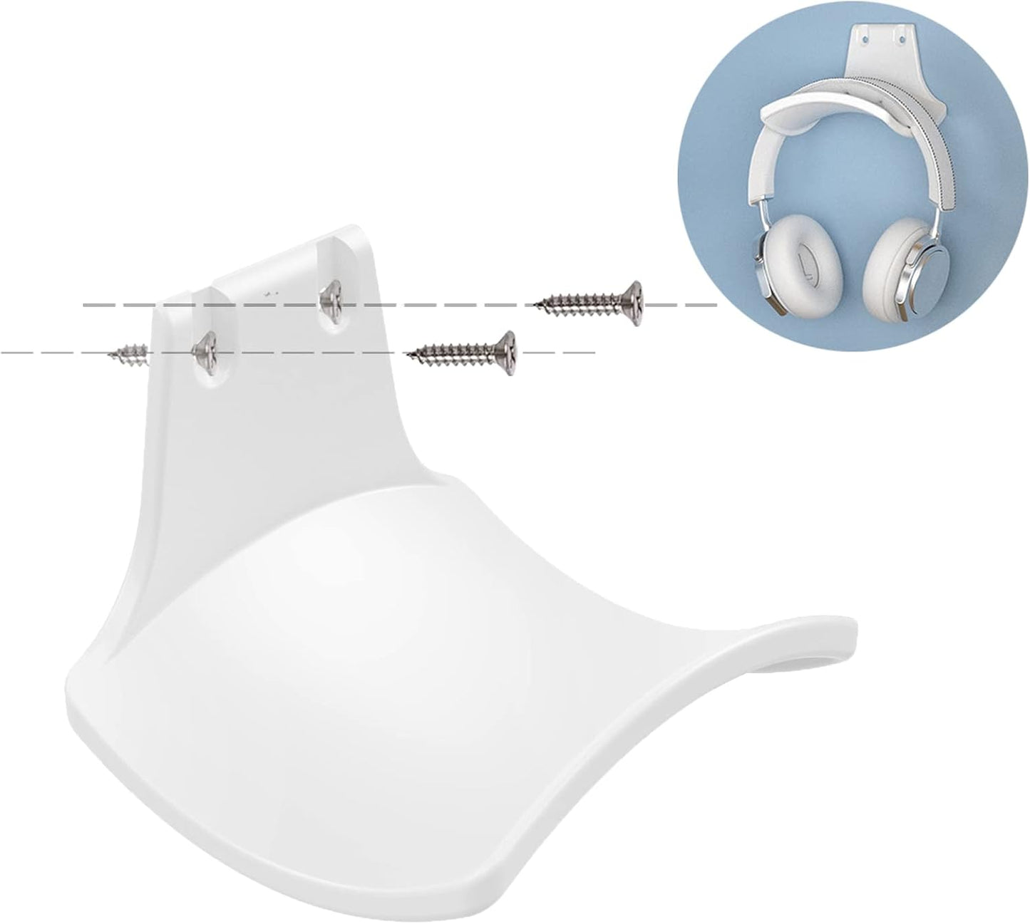 2-Pack Headphone Stand Hanger Wall Hooks, Save Space Headset Stand Holder for Universal Gaming Headset Airpods Max Sony Bose Beats, Strong Adhesive with Screws, White