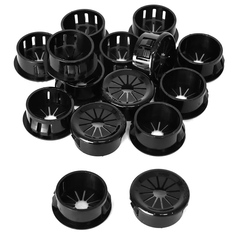 30PCS Cable Grommets, 7/8"(22mm) Desk Hole Cover Petal Shaped Buckle Type Nylon Snap Bushing Grommet, Wire Hole Cover Insert for Cables and Cords Management and Protection of Cabinet, Black