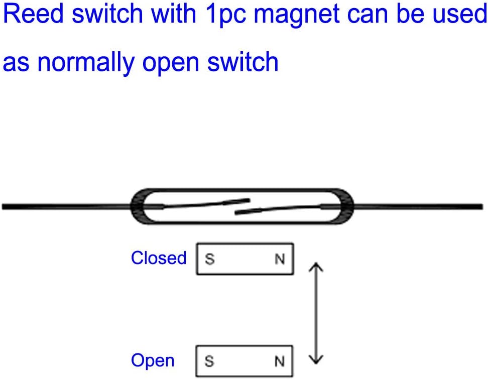 20pcs Glass Reed Switch Reed Contact Normally Open (N/O) Magnetic Induction Switch (2mm×14mm) with 20pcs Multi-Use Magnetic Sheet