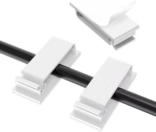 40 pcs Cable Clips with Strong Self-Adhesive, Outdoor Light Clips, White Cord Wire Clips, Nylon Cord Wall Finisher Wire Clamp for Home, Car, Office Desk Wire Management (White, XL-40 PCS)