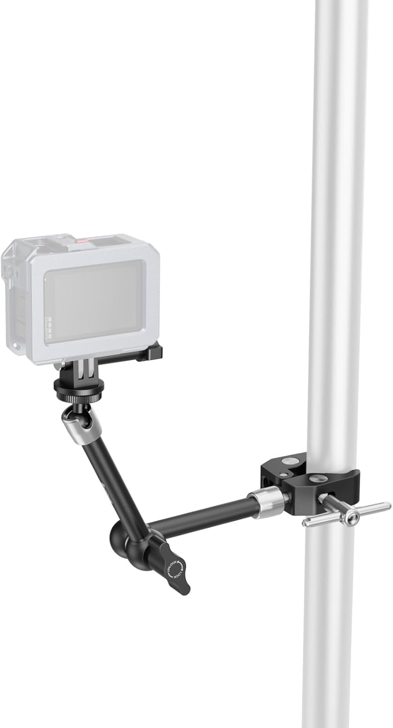 SMALLRIG Magic Arm with Super Clamp for Action Cameras, Camera Clamp Mount for GoPro Hero 13/12/11, for DJI Osmo Action 5 pro/4/3, for Insta360 Ace Pro 2, with 1/4" Screw for Monitor/LED Lights