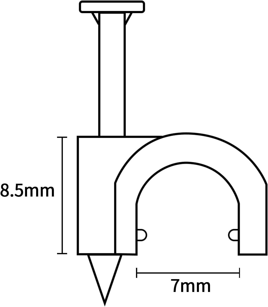Cable Clips, 100 Pcs, 7mm, Wire Wall Clips with Steel Nails, Cable Management Organizer Clips, Cable Tacks Coax Holder Clips, RG6 RG59 CAT6 RJ45 Cable Cord Clips, White