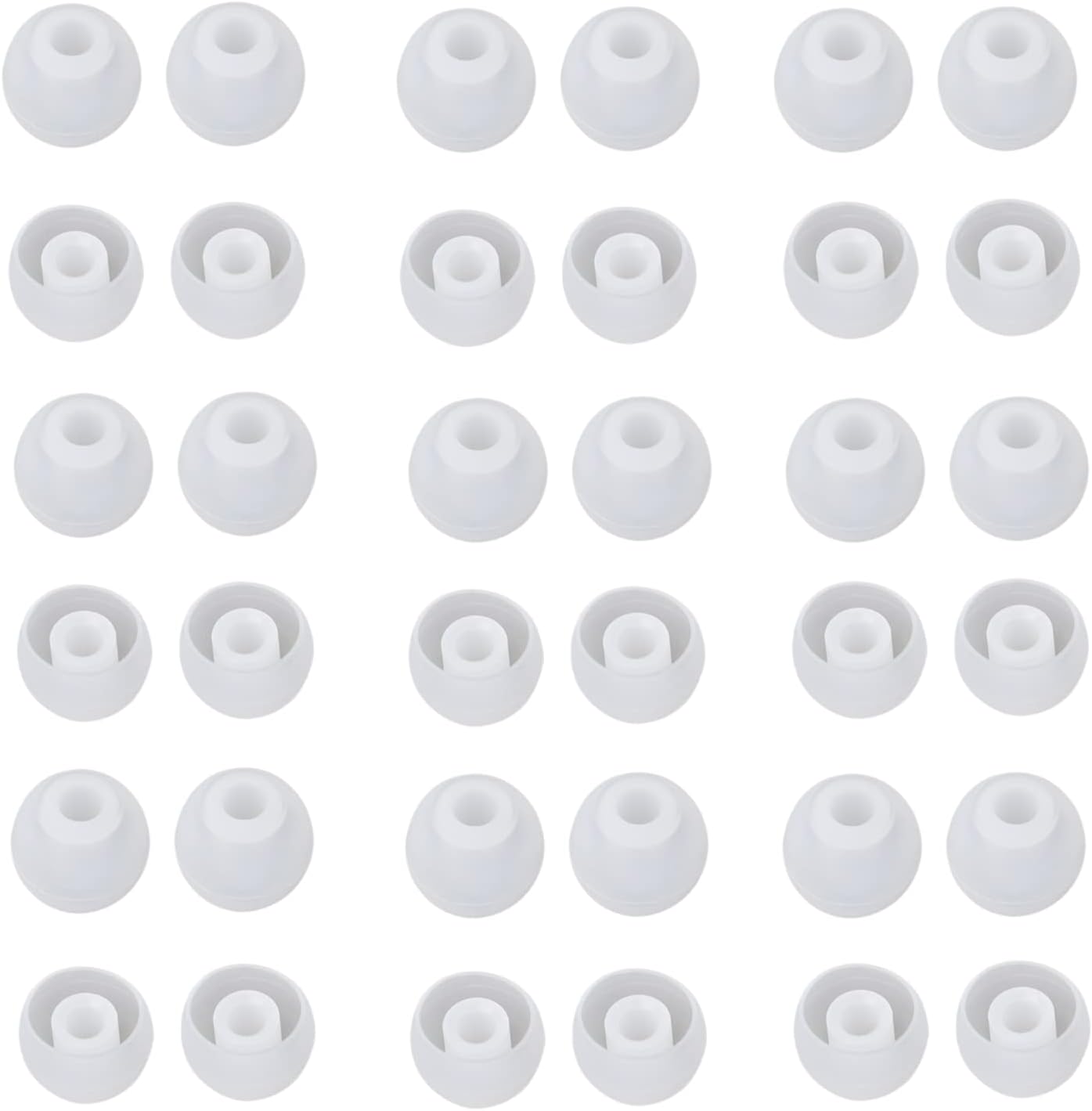 36 Pieces Medium Earbud Tips Soft and Comfortable Ear Bud Replacement Pieces Silicone Fit Most in-Ear Headphones，Inner Hole 3.8mm -5.5mm，Medium Clear White Replacement Eartips