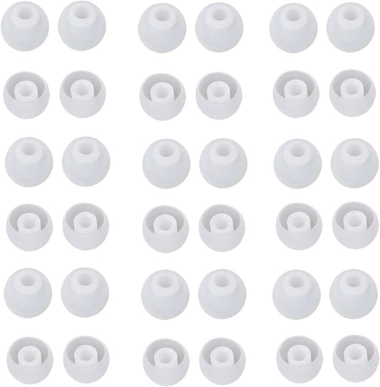 36 Pieces Medium Earbud Tips Soft and Comfortable Ear Bud Replacement Pieces Silicone Fit Most in-Ear Headphones，Inner Hole 3.8mm -5.5mm，Medium Clear White Replacement Eartips