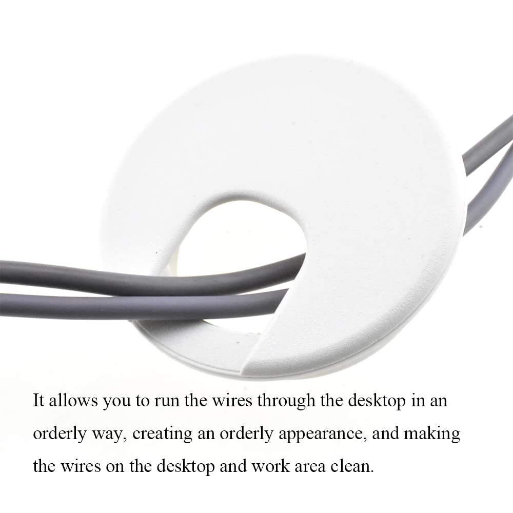 HAHIYO 2Pcs 2Inch/50mm White ABS Plastic U-Shaped Desk Grommet Wire Grommet Cable Management Cord Hole Cover Desk Wire Hole Insert Wire Organizer for Computer Office Home School Equipment Systems
