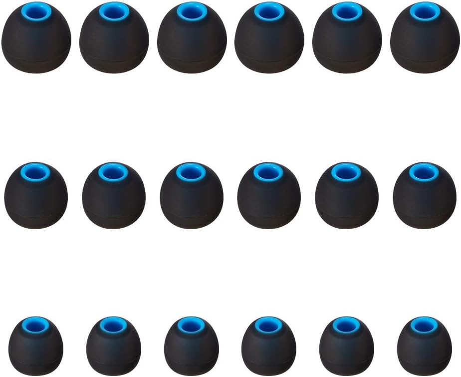 Brandless Earbud Tips Soft Silicone Earbuds Replacement Tips Fit for in-Ear Headphones(Inner Hole from 3.8mm - 4.2mm Earphones) 9 Pairs S/M/L,Black/Blue