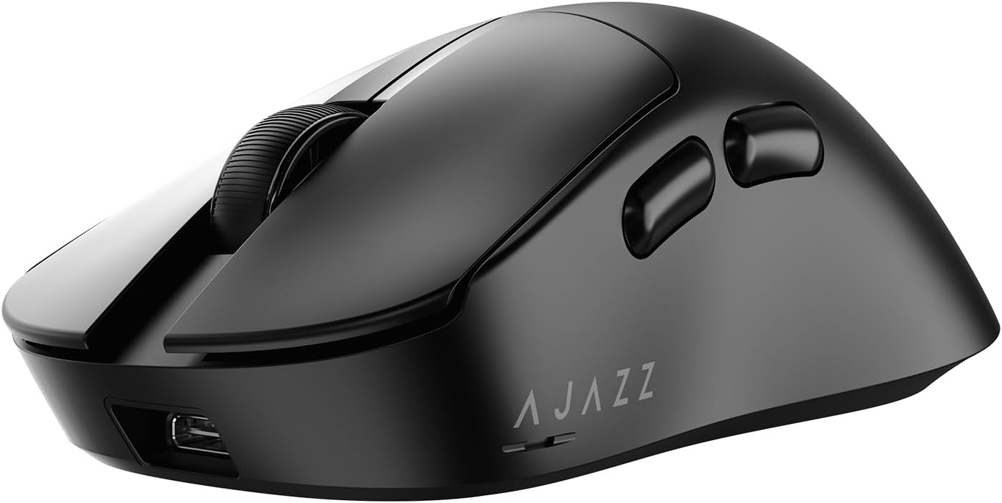 AJ179 V2 Triple Mode (2.4G/Wired/Bluetooth 5.2) Gaming Mouse, 12000 DPI, 56g Ultra-Light, Programmable 6 Buttons, 1000Hz Polling Rate, Ergonomic Right-Hand Design for Computer Laptop PC, Black