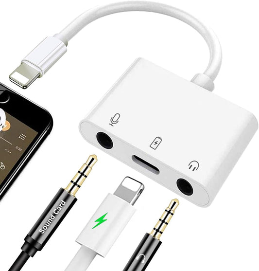 iPhone Microphone Adapter for Live-Streaming Lightening to Microphone & 3.5mm Headphone Adapter with Charging Port iPhone Audio & MIC Splitter Compatible for iPhone 14 13 12 11 X