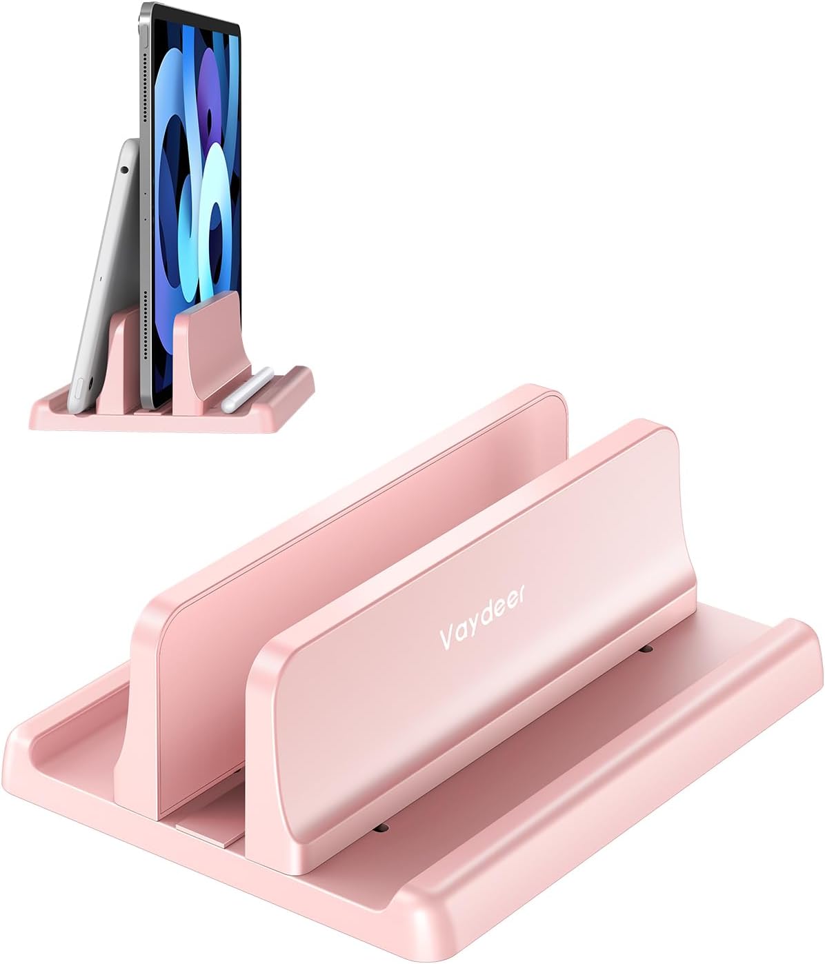 Vaydeer Vertical Laptop Stand Holder Plastic Adjustable Desktop Notebook Dock Space-Saving 3 in 1 for All MacBook Pro Air, Mac, HP, Dell, Microsoft Surface, Lenovo, up to 17.3 inches (Pink)