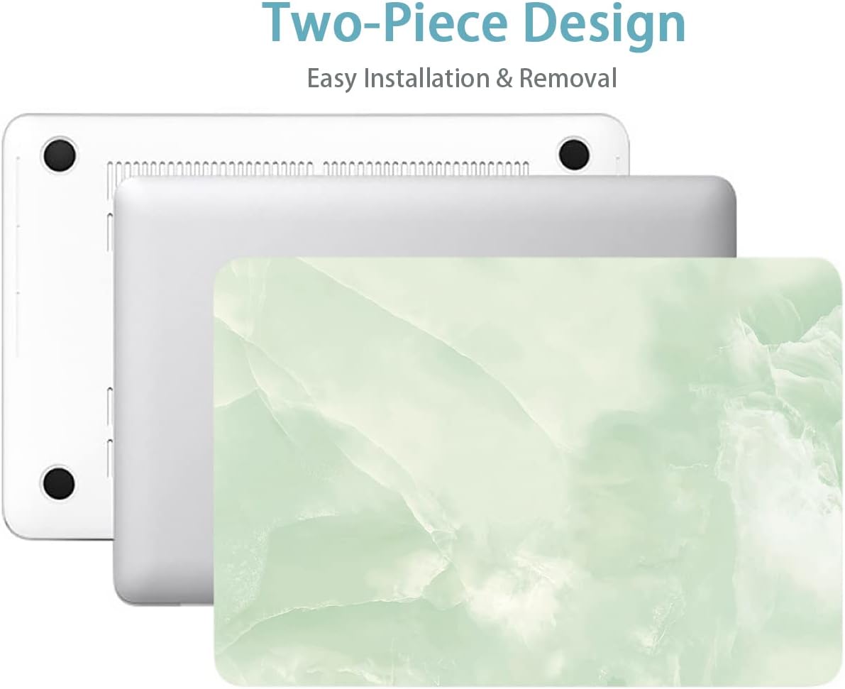 LanBaiLan Compatible for MacBook Pro 13 inch with Touch Bar 2016-2022 Release M1 M2 A2338 A2289 A2251 A2159 A1989 A1706 A1708 Plastic Laptop Protective Case & Keyboard Cover, Matcha Green Marble