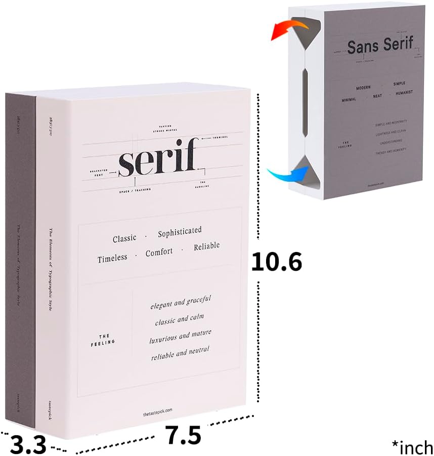 Book Shape Decorative Cable Management Box - Expandable Cable Organizer Box with Magnetic Closure for Home & Office (Serif, Standard)