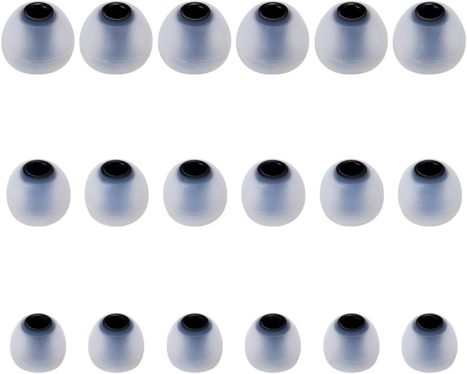 Earbud Tips Soft Silicone Earbuds Replacement Tips Fit for in-Ear Headphones(Inner Hole from 3.8mm - 4.0mm Earphones) 9 Pairs S/M/L,Gray/Black