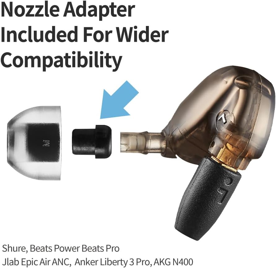 AZLA SednaEarfit Crystal Standard 2 - Earbud Tips for Wireless Headphones - Noise Canceling Earbuds Replacement Tips Eartips Compatible with Sony WF-1000XM5, Beats, Sennheiser, Jabra (2 Pair, M)