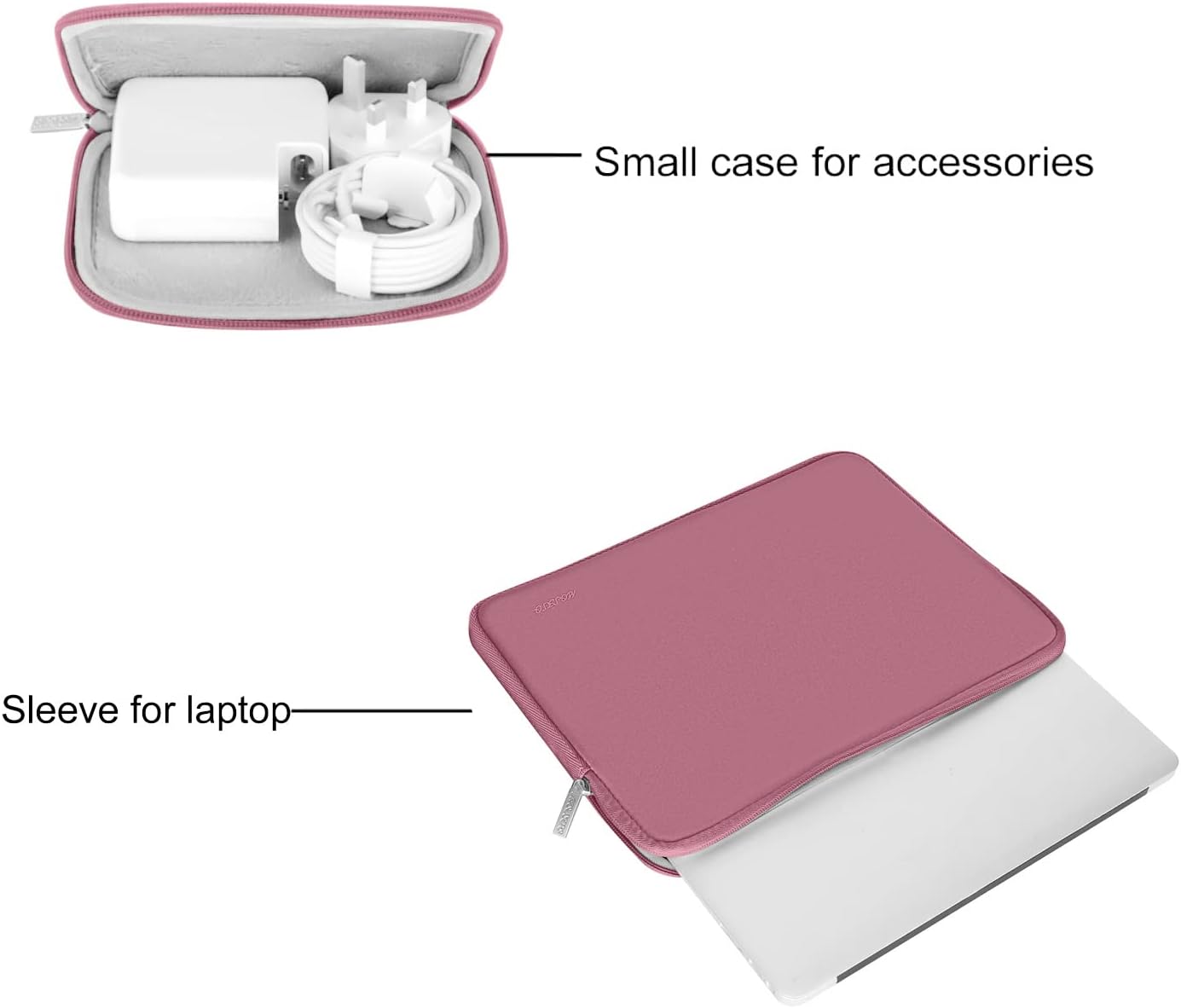 MOSISO Laptop Case 14 inch, 14 inch Laptop Sleeve Bag Compatible with HP Lenovo Dell ASUS Acer, HP Stream, Dell Latitude, Lenovo IdeaPad, Neoprene Computer Sleeve Bag with Small Case, Dusty Rose