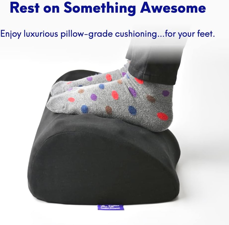 C CUSHION LAB Ergonomic Foot Rest for Under Desk - Patented Massage Ridge Design Memory Foam Foot Stool Pillow for Work, Home, Gaming, Computer, Office Chair - Footrest for Back and Hip Pain Relief