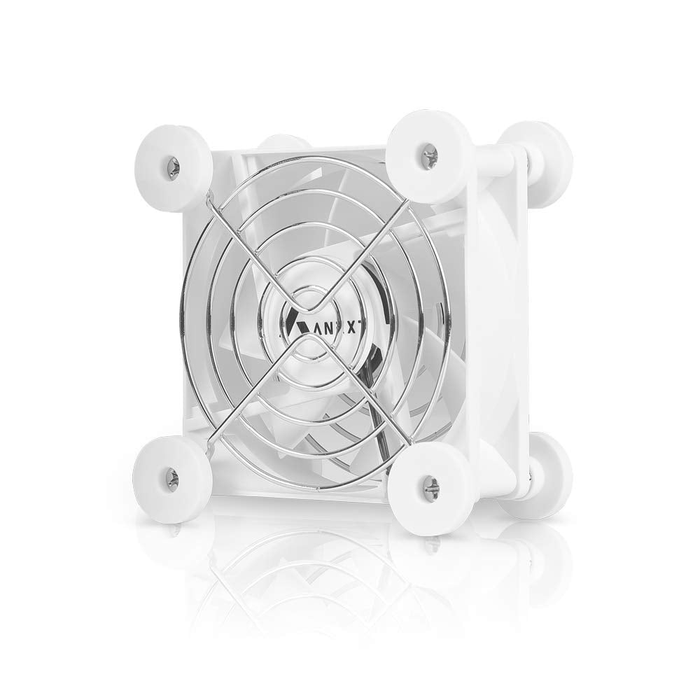 ANEXT, USB Fan, USB Computer Fan, Silent Fans for Receiver DVR PlayStation Xbox Computer, (80mm,White)