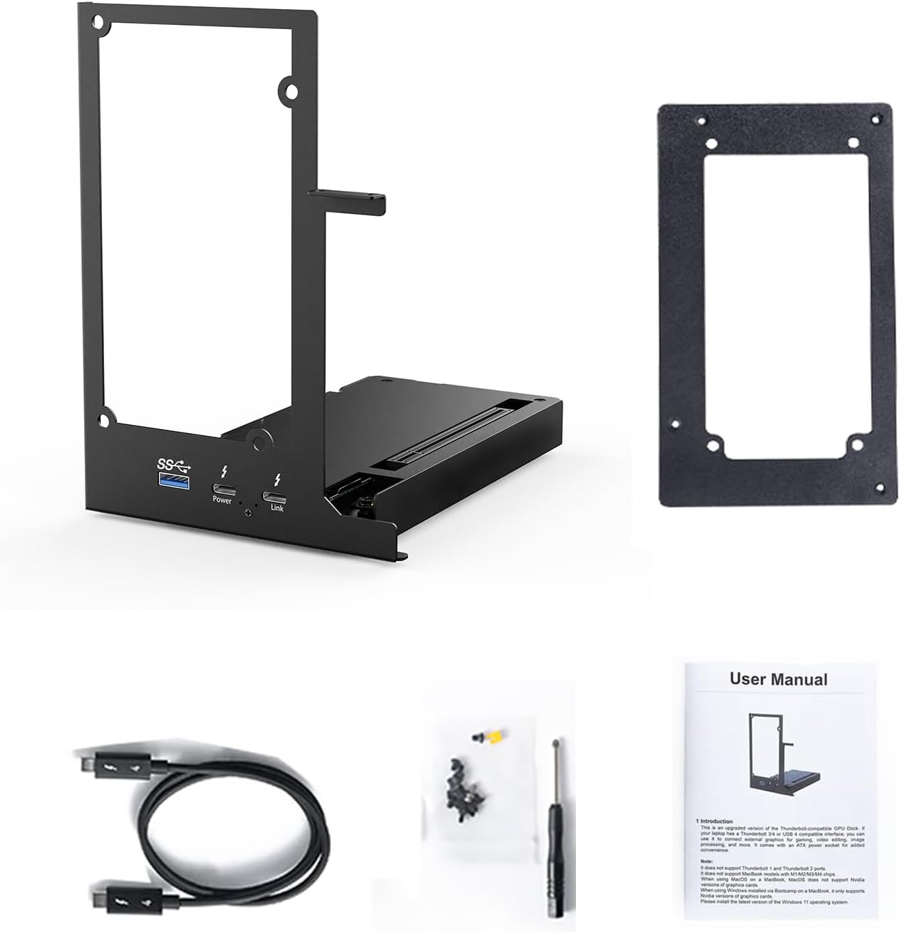 Portable eGPU Enclosure Compatible with Thunderbolt 3/4,USB4 PD 85W Charging,Daisy Chain Support,External GPU Dock Station 40Gbps Rate Support NVIDIA/AMD PCIE,DC/SFX/ATX/Flex Power Supply