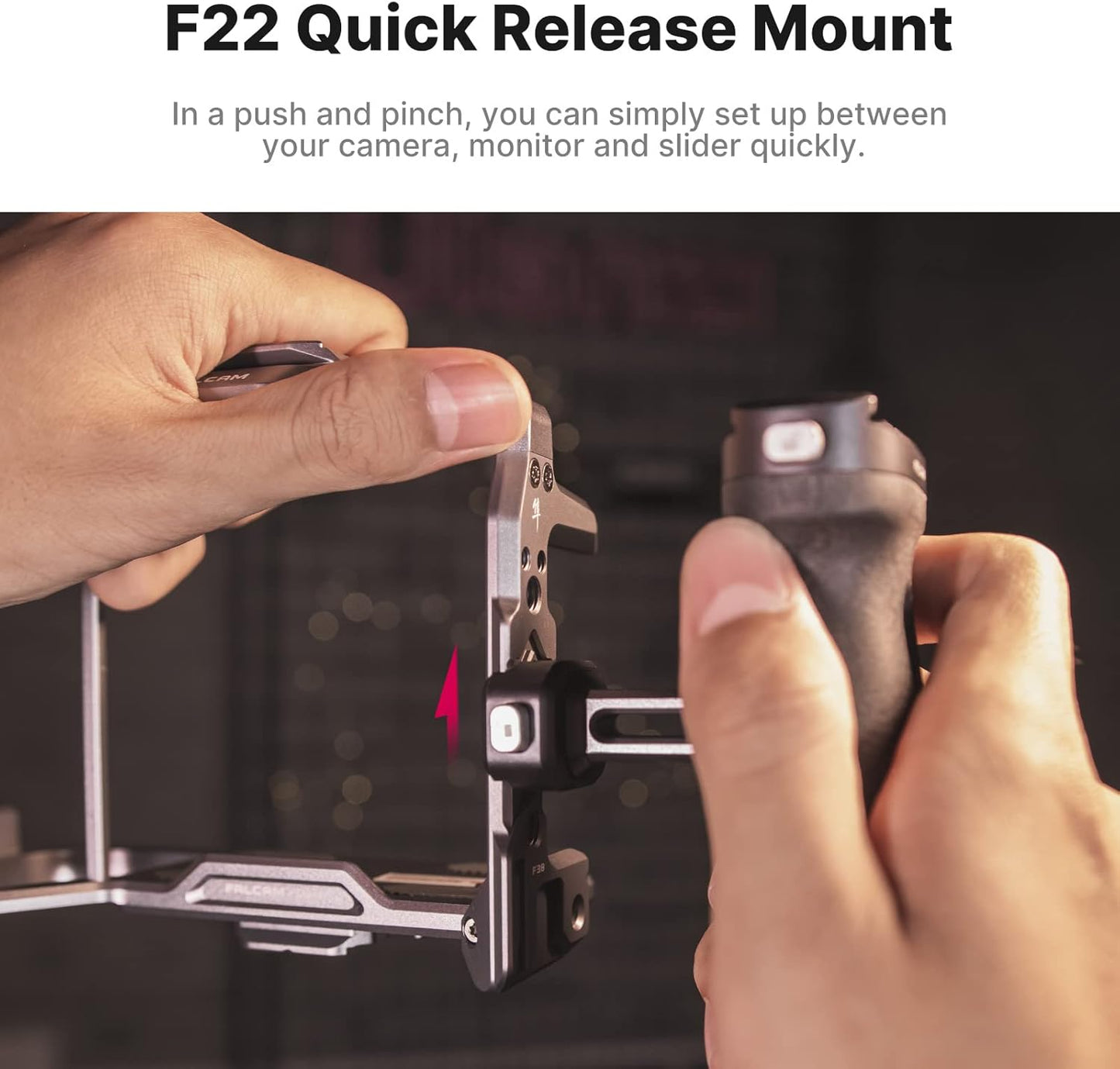 FALCAM F22 Quick Release Handle, Camera Side Handheld Grip Convert 1/4" Thread to F22 QR System, 22mm Aluminum Video Shooting Accessory Filmmaker Photographer You-Tuber Must Have
