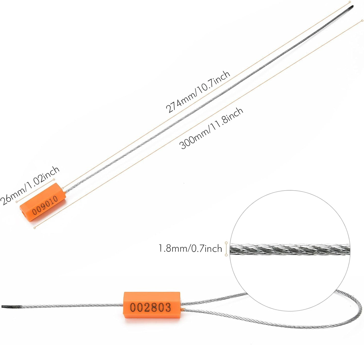 500PCS Steel Cable Seals Metal Security Seal Numbered Metal Truck Trailer Seals Security Tags Tamper Evident Tags Container Seals Pull Tight Steel Wire Seals