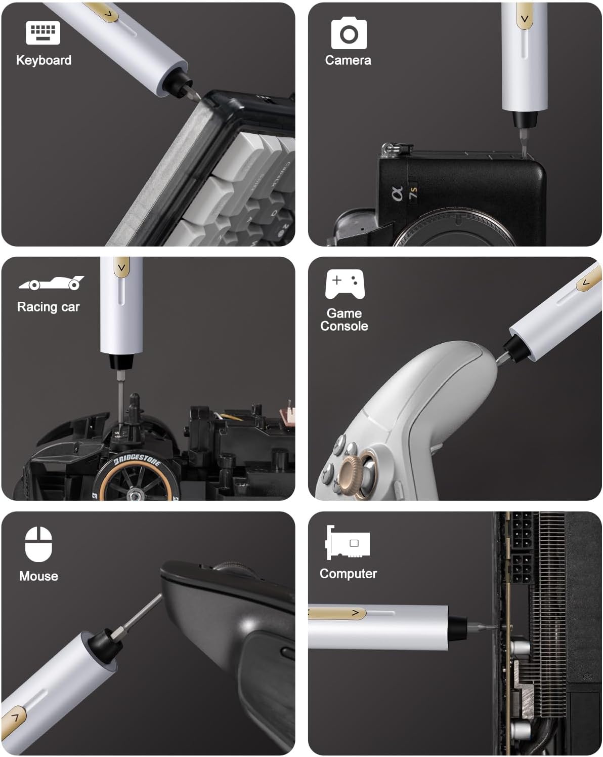 Fanttik E2 Ultra Mini Electric Screwdriver, Cordless Screwdriver, Max 0.6N.m, 50 Magnetic Bits, 5/32'' Hex, Magnetic Storage, Repair Tool for Electronics, Camera, Laptop, and PC Build (White)