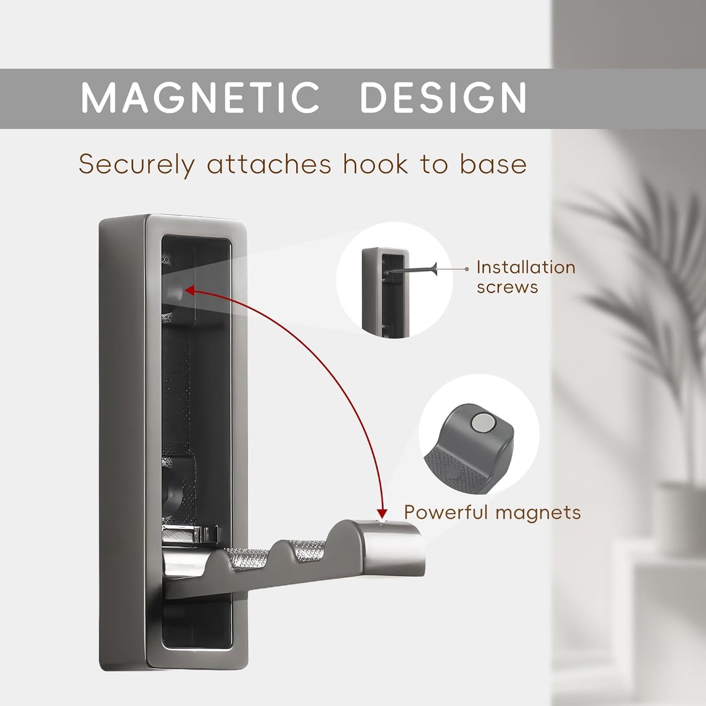 Folding Wall Hooks,4 Pack Rustproof Zinc Alloy Folding Coat Hooks,Heavy Duty Foldable Gold Wall Hooks for Hanging Clothes,Hat,Towel,Bathrobe,Key,Bag,Backpack (Gray)