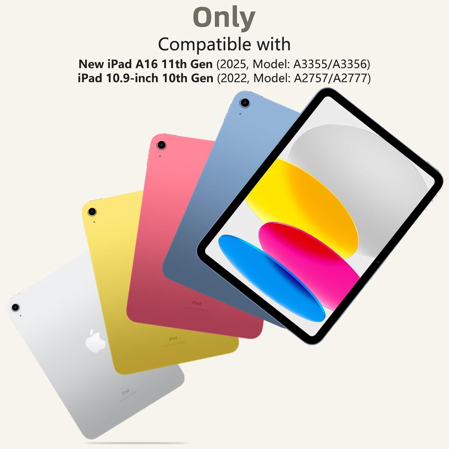 for iPad A16 11th Generation/10th Generation Case with Keyboard,Touch Keyboard for iPad 11" /10th Gen 10.9 inch 2022-10 Color Backlight, 360° Rotatable Protective Cover (Rock Grey)