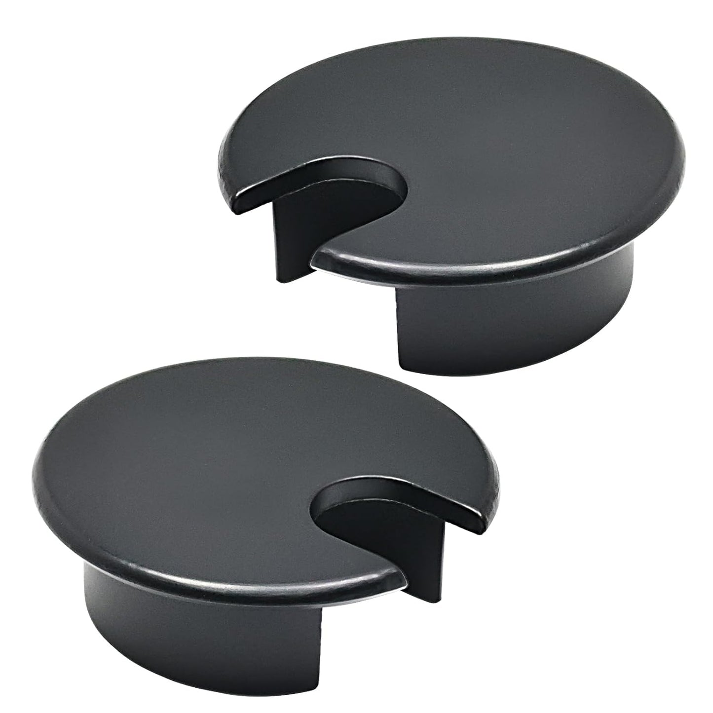 Desk Grommet 1-3/8" (35 mm), Desk Cord Hole Cover, Cable Grommet Metal Zinc Alloy Materilal, Desk Hole Grommet for Office and Home Table Cable, Detachable Cable Cord Organizer (Flat Black 2 Pcs)