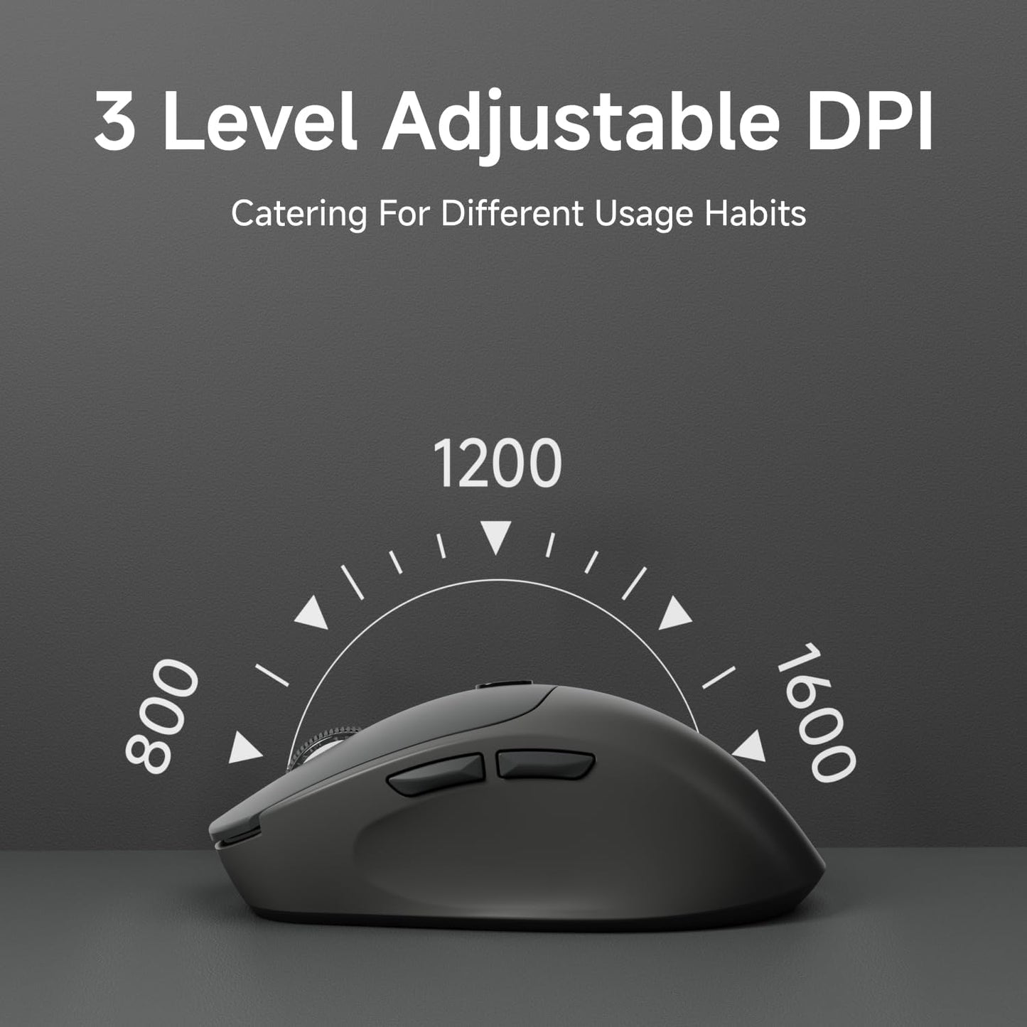 EWEADN Q5 Wireless Mouse, Bluetooth & 2.4G Quiet Computer Mouses with 1600 DPI, Battery Level Display, Ergonomic Office Mouse,6 Button Portable Cute Cordless Mice for Laptop/PC/Mac- Black