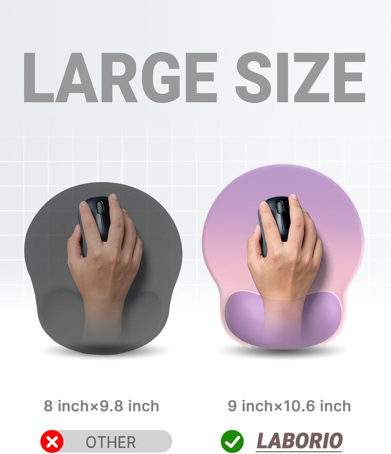 Ergonomic Mouse Pad Wrist Support, Comfortable Mouse Pad Wrist Rest, Relieve Wrist Pain Gel Mouse pad, Non-Slip Rubber Base Mousepad for Laptop, Computer (Gradient Pink Purple)
