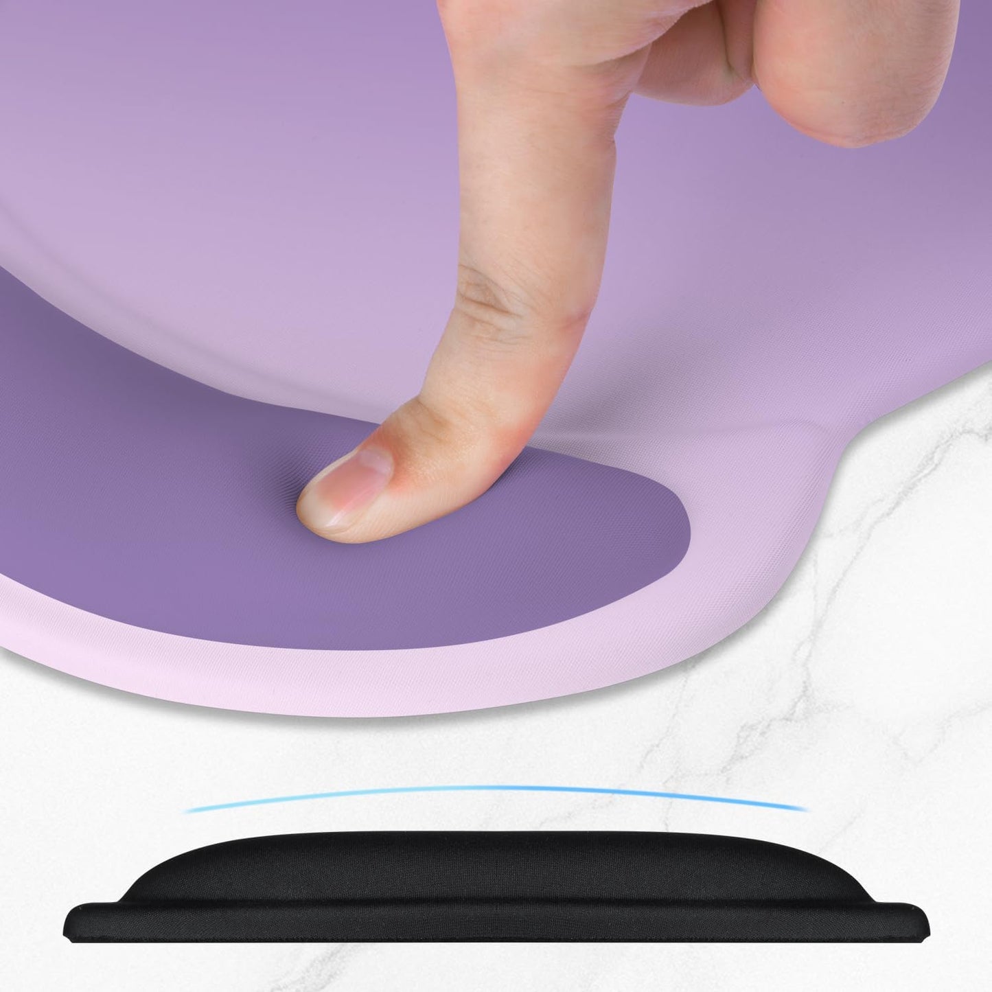ITNRSIIET Ergonomic Mouse Pad with Comfort Gel Wrist Rest, Non-Slip PU Base, Smooth Textured Surface, Reduces Hand Fatigue & Wrist Pain, 8.7 x 7.2 Inch for Office Gaming Home, Lavender Fade