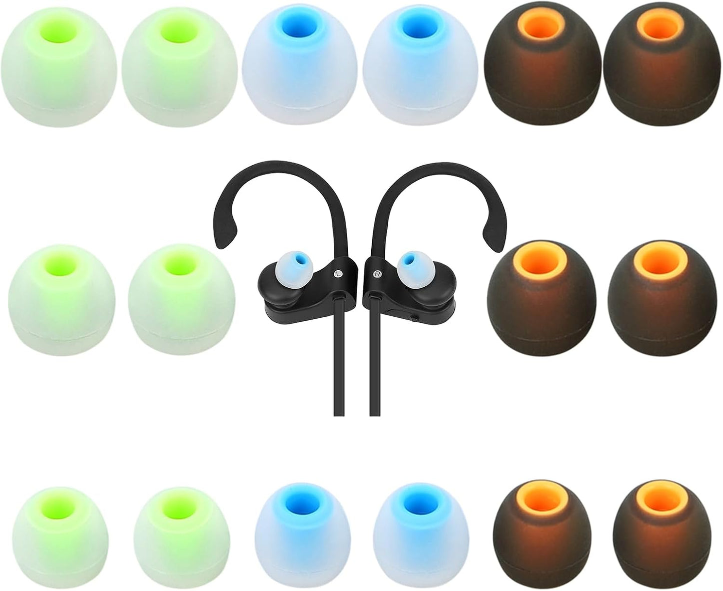 Earbud Tips Ear Bud Tips Soft Anti Slip Washable and Reusable Silicone Replacement Earbud Tips Fit Most in-Ear Earbuds(Inner Hole 3.8mm -5.1mm) 18pcs S M L