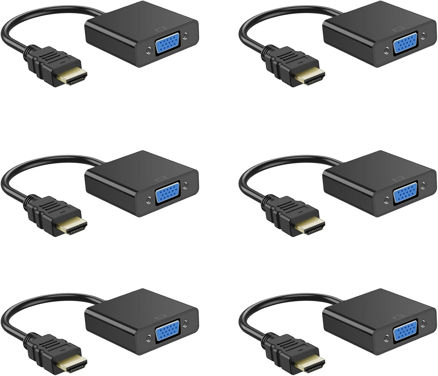 Half-Dozen HDMI to VGA Adapter, 6PCS HDMI to VGA Unidirectional Converter (Male to Female), Compatible with Computers, desktops, laptops, PCs, Monitors, projectors, HD TVs