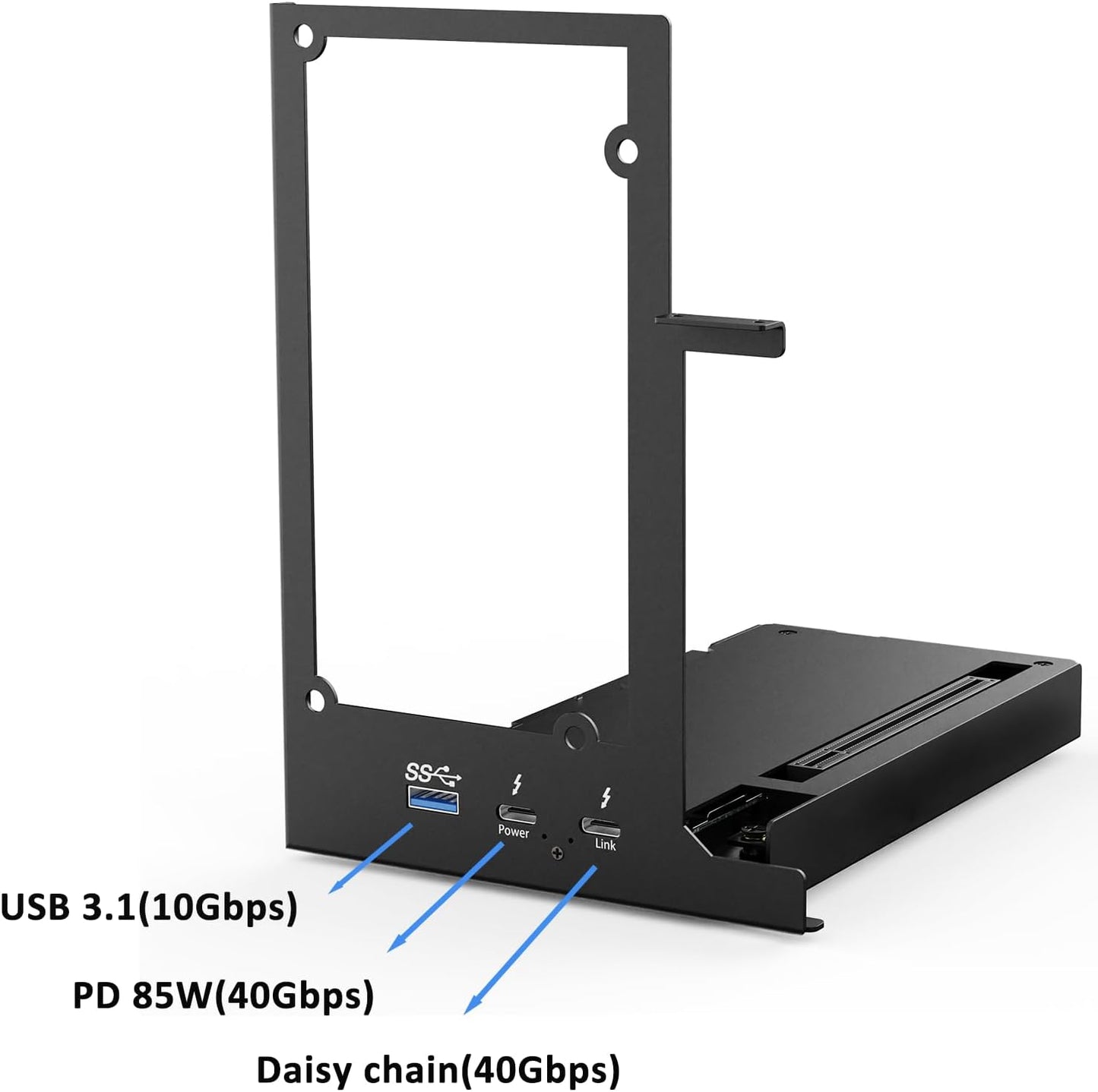 Portable eGPU Enclosure Compatible with Thunderbolt 3/4,USB4 PD 85W Charging,Daisy Chain Support,External GPU Dock Station 40Gbps Rate Support NVIDIA/AMD PCIE,DC/SFX/ATX/Flex Power Supply